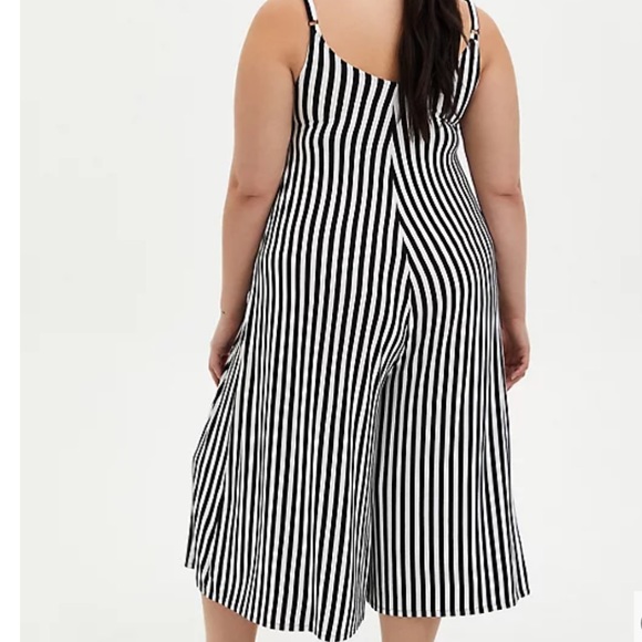 Super Soft Black & White Stripe Culotte Jumpsuit - Picture 4 of 5